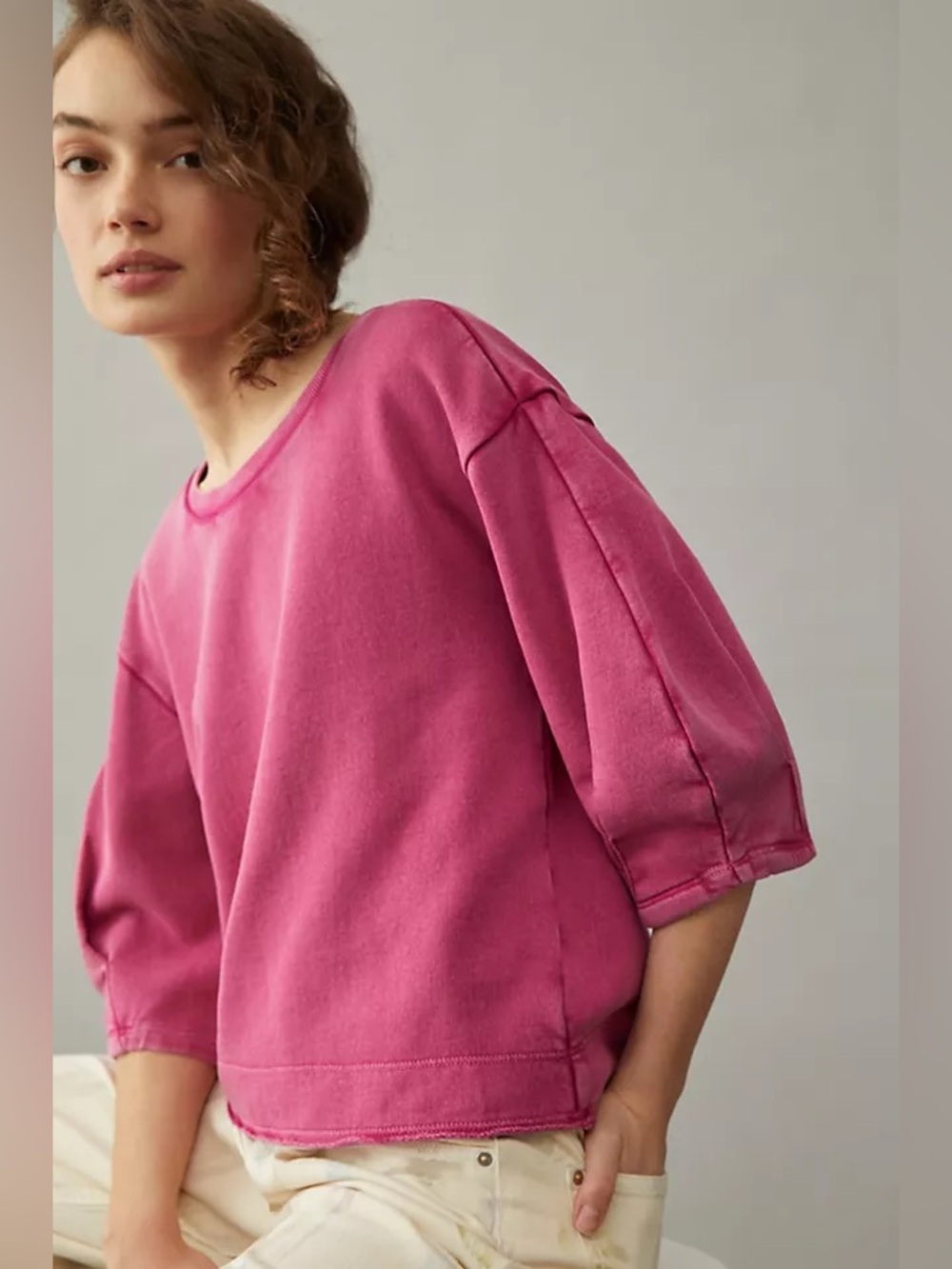 Anthropologie Kris Pleated Sweatshirt Top